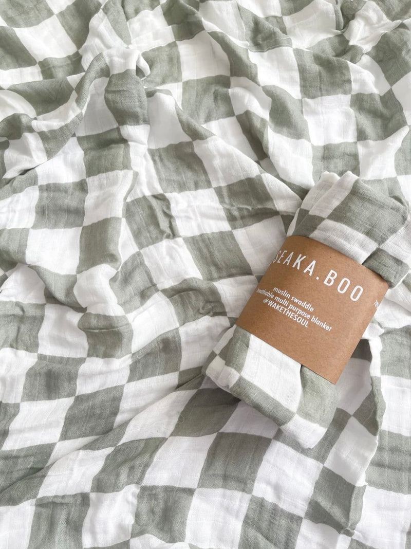 Tillie Check Green - Bamboo/Cotton Wrap