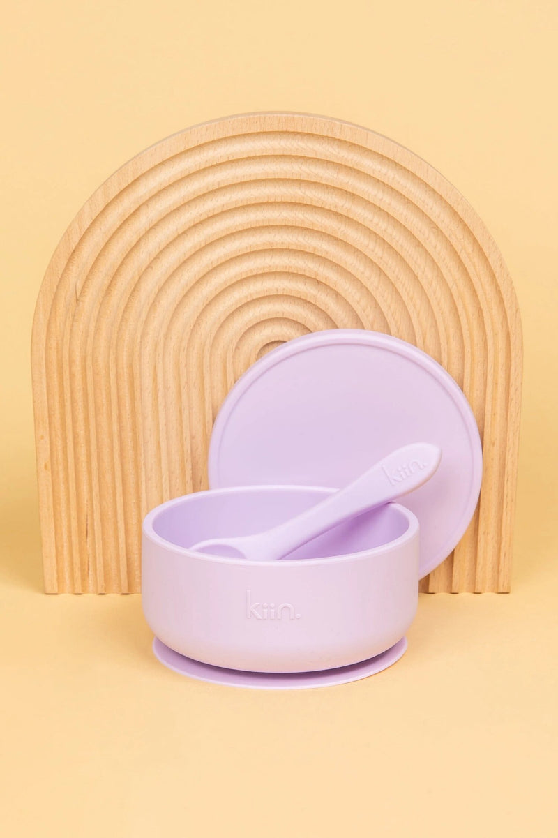 Silicone Suction Bowl with lid + Spoon Set